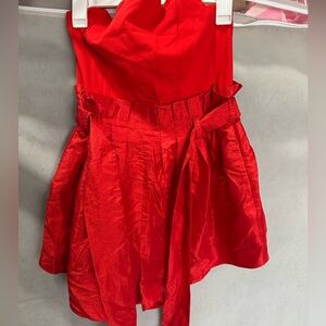 Free People Red Strapless Romper